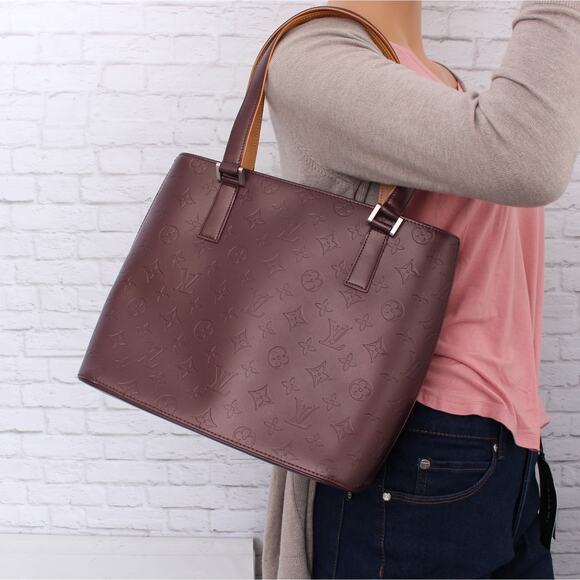 Louis Vuitton Stockton Purple Matte Vernis Satchel Shoulder Handbag Purse A4999 - Picture 3 of 10